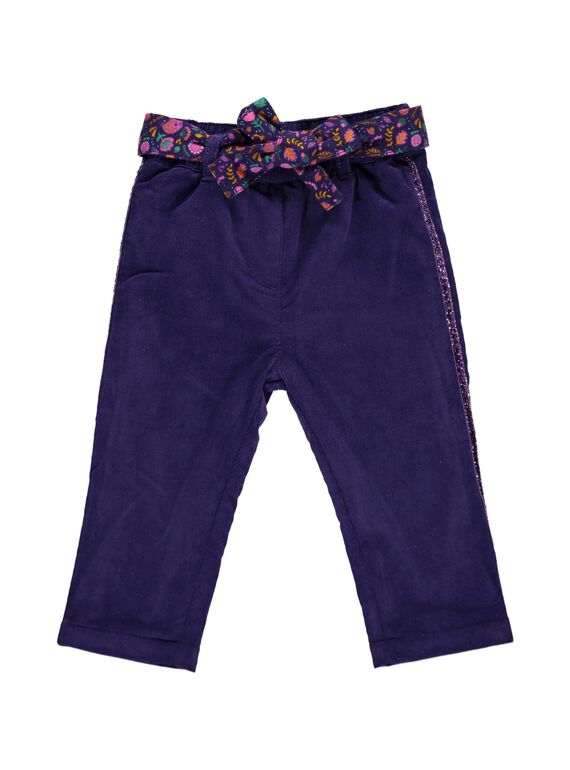 Pantalon en velours doublé polaire bébé fille : achat en ligne 