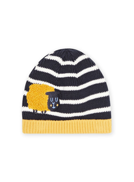 Bonnet en tricot noir et jaune bébé garçon MYUMIXBON1 / 21WI1052BONC234
