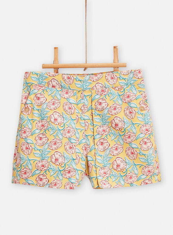 Short jaune imprimé fleuri pour fille TAJASHORT / 24S90111SHO104