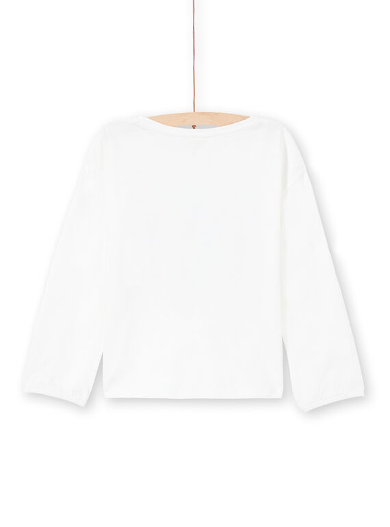 T-shirt manches bouffantes écru imprimé à sequins réversibles enfant fille MAMIXTEE4 / 21W901J5TML001