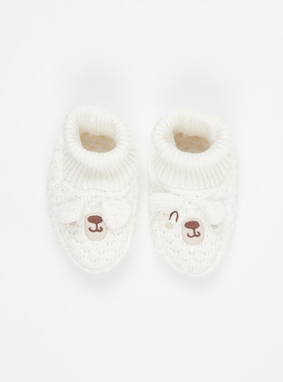Chaussons en tricot uni blanc cassé SOU1CHOS2 / 23WF4212CHPA001