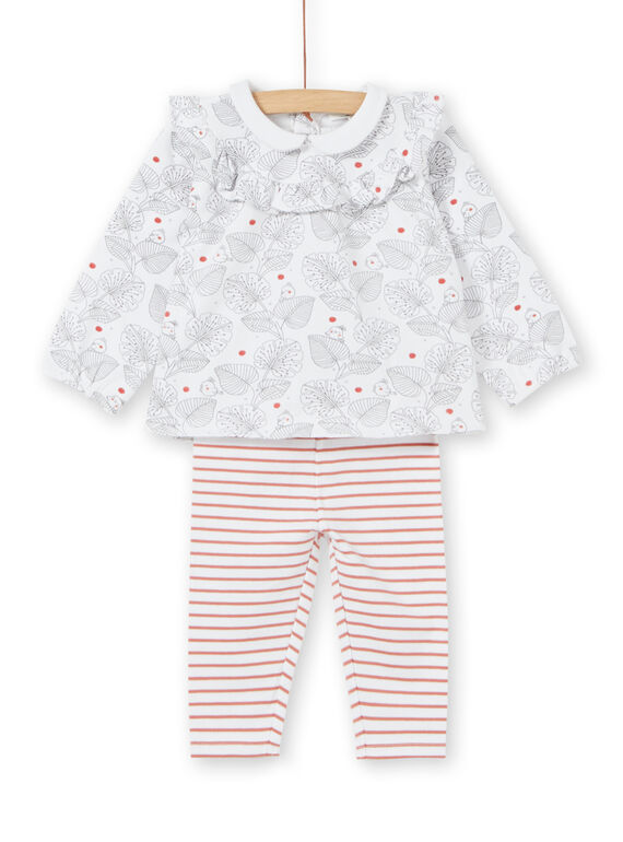 Ensemble blouse à volant et legging naissance fille LOU1ENS2 / 21SF03H1ENS000