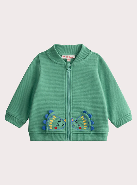 Gilet vert dinosaure pour bébé garçon WUFIGIL2 / 25SG1053GIL630