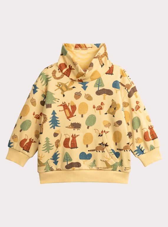 Sweat beige imprimé animaux de la forêt pour garçon VOBASWE / 24W902Q1SWE808