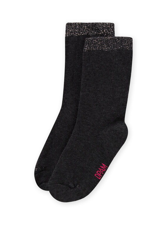 Chaussettes mi-hautes anthracite enfant fille MYAESCHO5 / 21WI01E3SOQ944