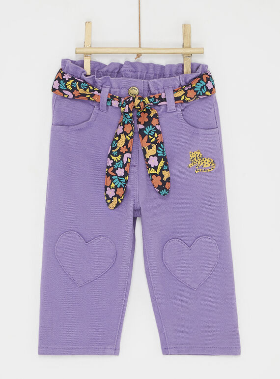 Jean uni couleur raisin pour bébé fille SILINJEAN / 23WG09H1JEA711