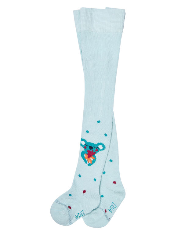 Collant en coton bébé fille vert d'eau avec motif koala JYICLOCOL / 20SI0911COL219