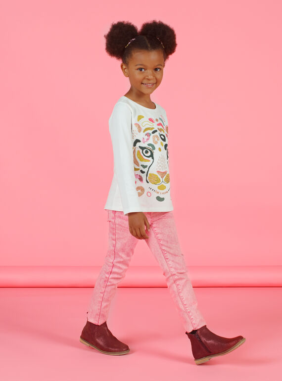Jean rose effet acid wash enfant fille MAKAJEAN / 21W901I1JEAD305