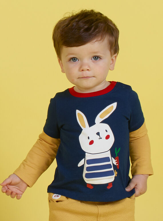 T-shirt bleu marine et rouge bébé garçon MUMIXTEE3 / 21WG10J2TML713