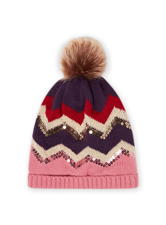 Bonnet en maille motifs chevrons enfant fille MYAFUNBON / 21WI0166BONH700