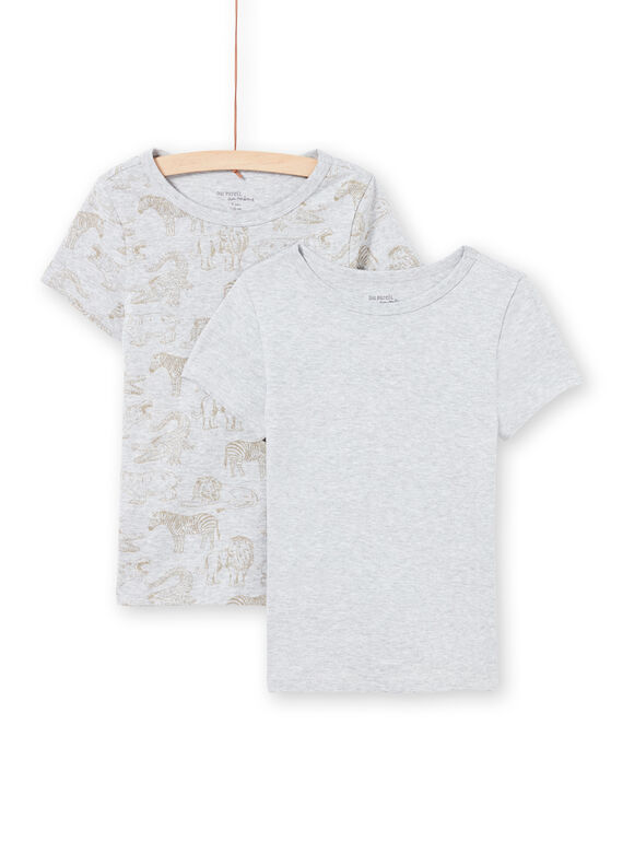 Lot de 2 T-shirts manches courtes assortis gris clair chién enfant garçon MEGOTELSAV / 21WH12B1HLIA010