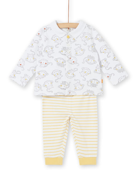 Ensemble polo manches longues imprimé singe et legging rayé naissance garçon LOU1ENS3 / 21SF04H1ENS000