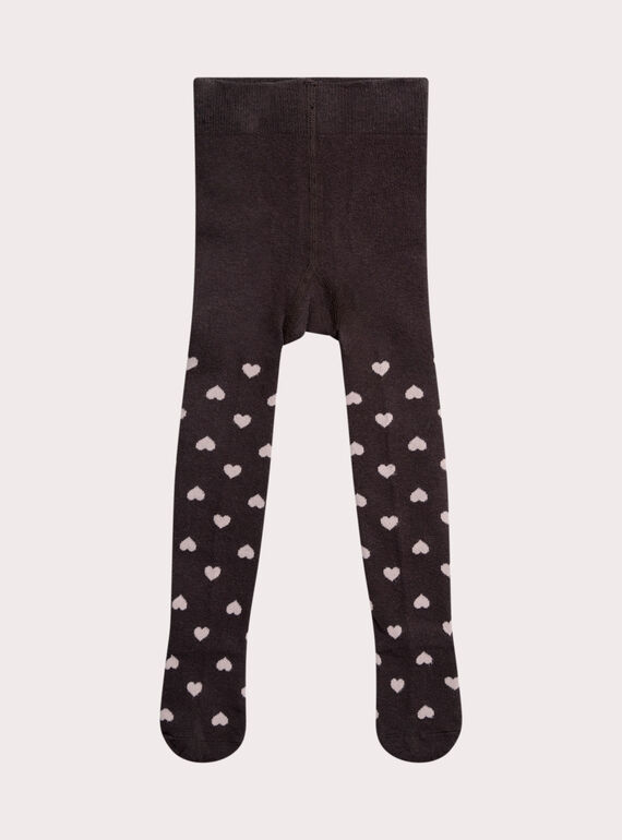 Collant gris à cœurs lilas pour fille XYAJOSCOL4 / 25WI01D9COLJ905