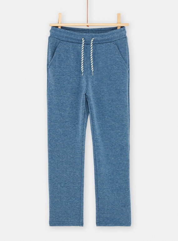 Pantalon bleu chiné uni pour garçon SOJOPAFUR1 / 23W902N4PAN222