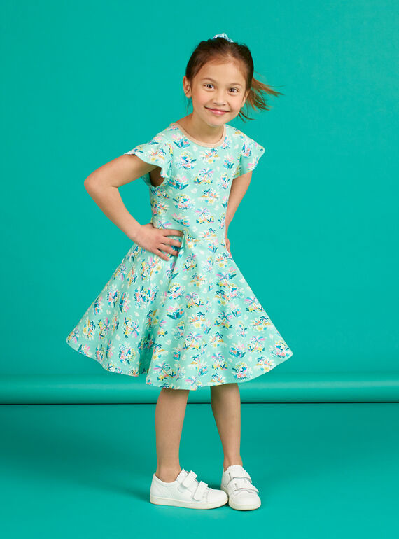 Robe patineuse manche courte, imprimé koala et palmier LAVEROB2 / 21S901Q4ROBG621