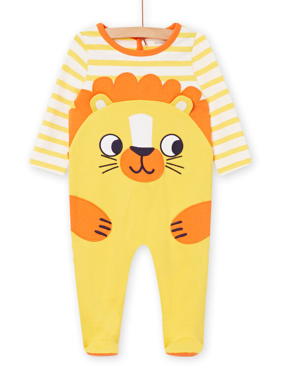 Grenouillère jaune à motif lion bébé garçon NEGAGRELIO / 22SH14G9GRE006