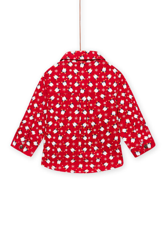 Chemise oxford rouge à imprimé pingouin, flcons et nud papillon bébé garçon MUNOCHEM / 21WG10Q2CHM050