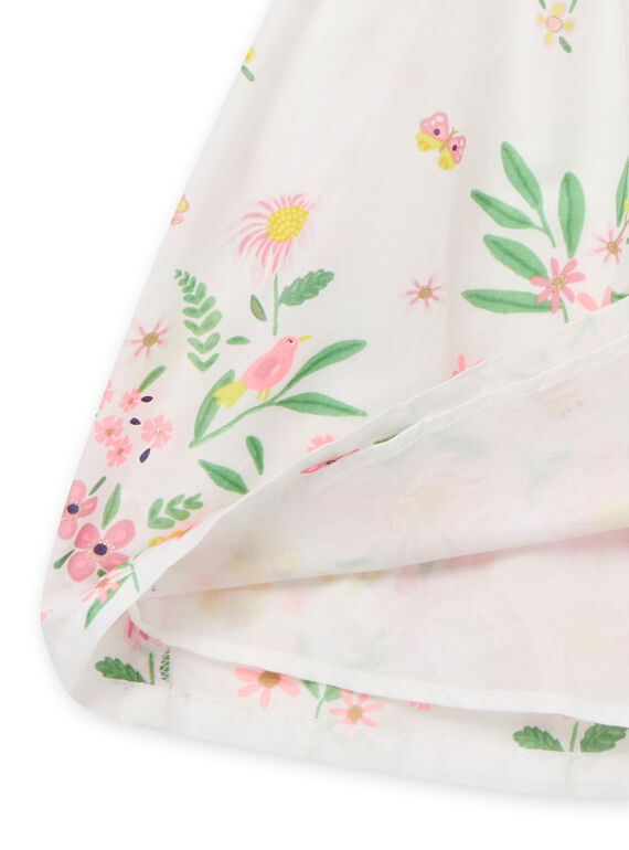 Robe écrue à imprimé fleuri enfant fille NASOROB4 / 22S901Q1ROB001