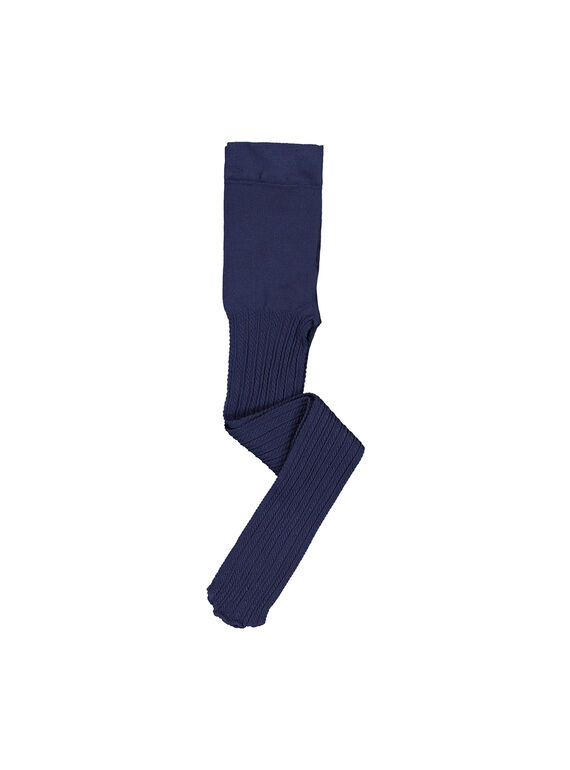 Collant fantaisie bleu marine fille FYAJOYCOL3 / 19SI01Y3COL703