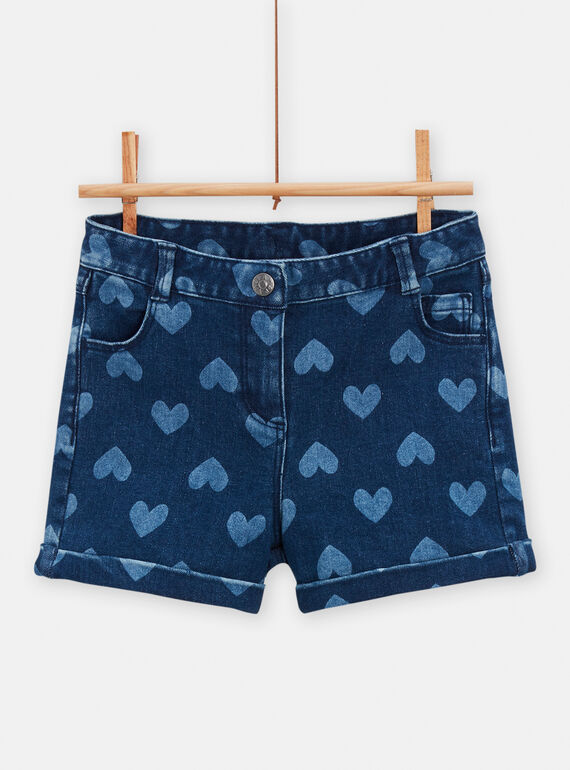 Short en jean brut imprimé cœur pour fille TAJOSHORT2 / 24S90191SHOP271