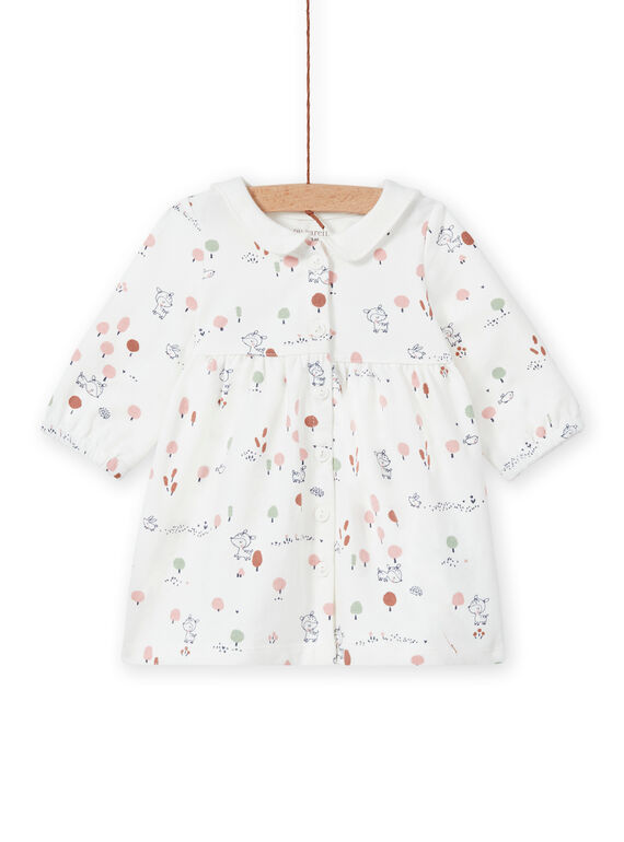Robe écrue imprimé fantaisie naissance fille MOU1ROB / 21WF0341ROB001