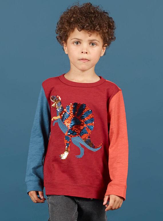 T-shirt rouge et bleu marine enfant garçon MOPATEE3 / 21W902H1TML719