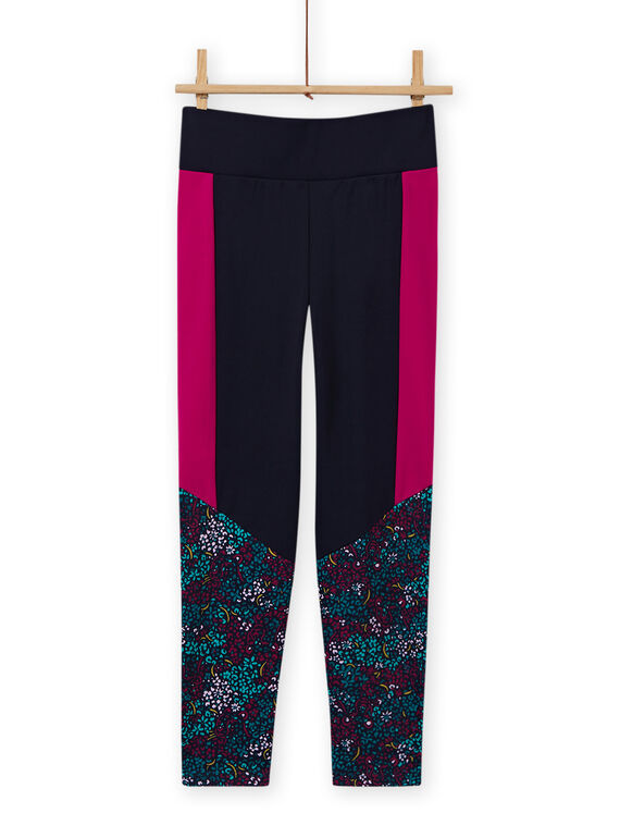 Legging bleu marine imprimé fleuri enfant fille MAJOBAJOG4 / 21W90119PANC205