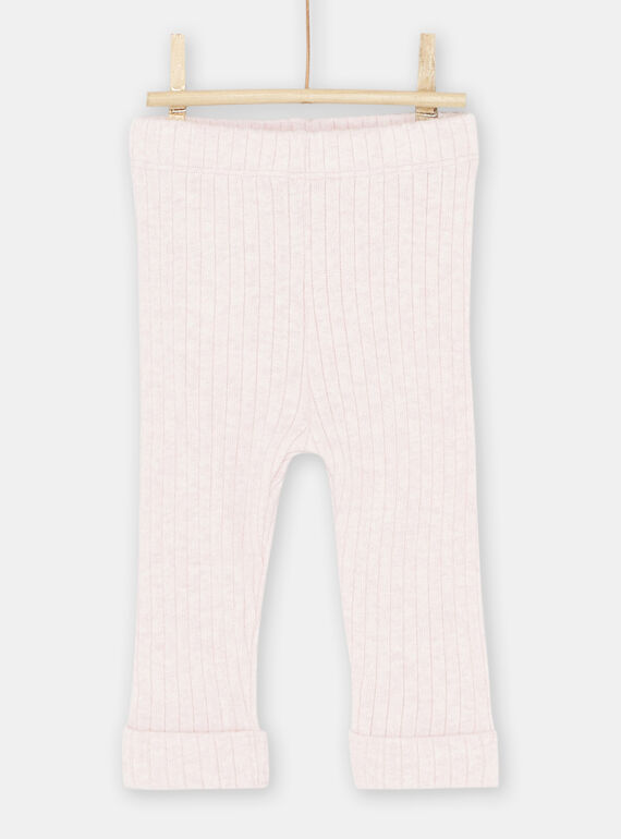 Legging côtelé rose chiné bébé fille SYIJOLEGCO2 / 23WI09B1CALD314