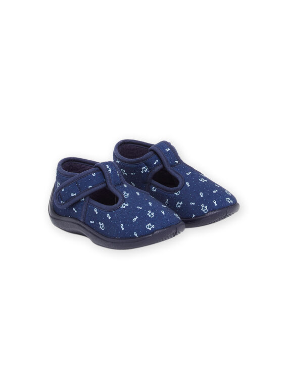 Chaussons forme salomé bleu marine à imprimé poissons RUPANTSEA / 23KK3842D0A070