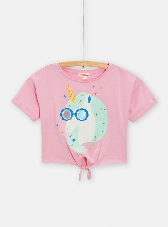 T-shirt rose animation licorne effet miroir pour fille TARYTI3 / 24S901U3TMC318