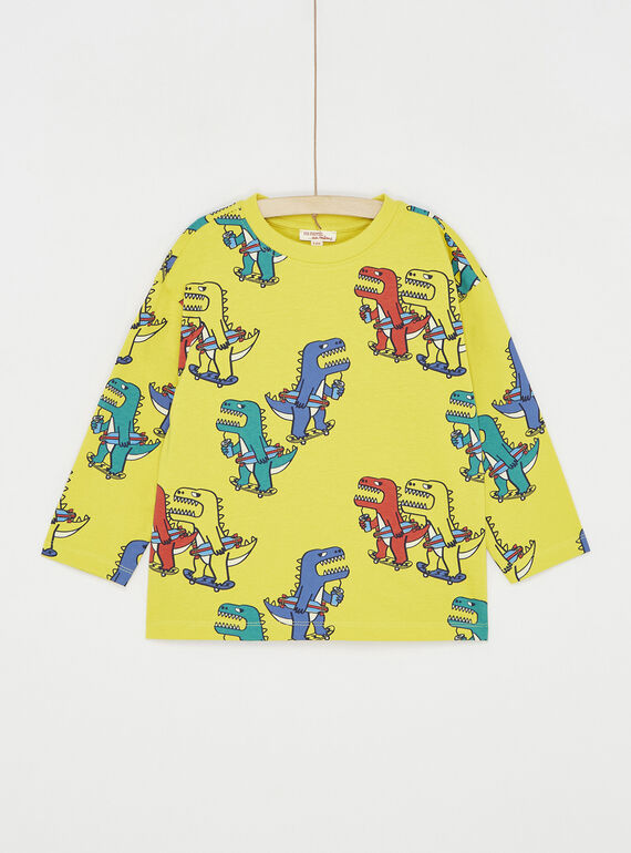 T-shirt jaune à imprimé dinosaures pour garçon SOLINTEE2 / 23W902H1TML117