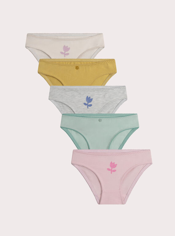 Lot de 5 culottes unies pour enfant fille XEFALOTSEM2 / 25WH1144D5L003