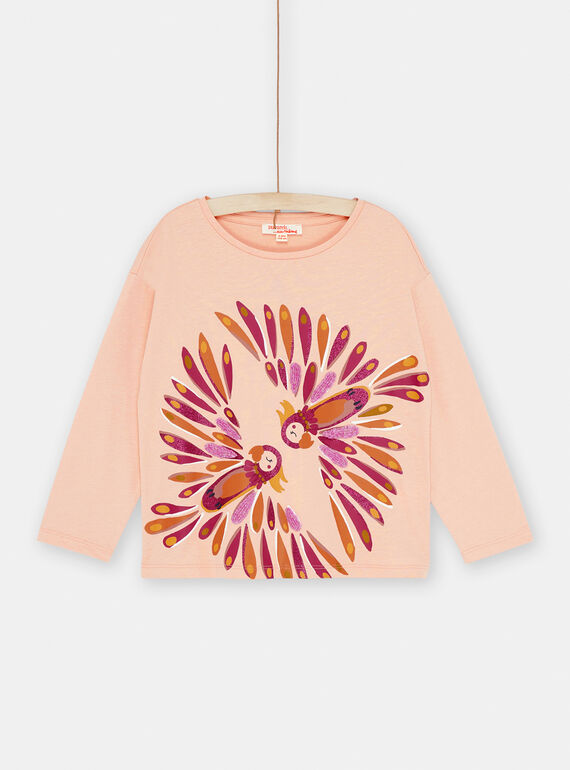 T-shirt rose à animation perruches SACOUTEE4 / 23W901L4TMLD329