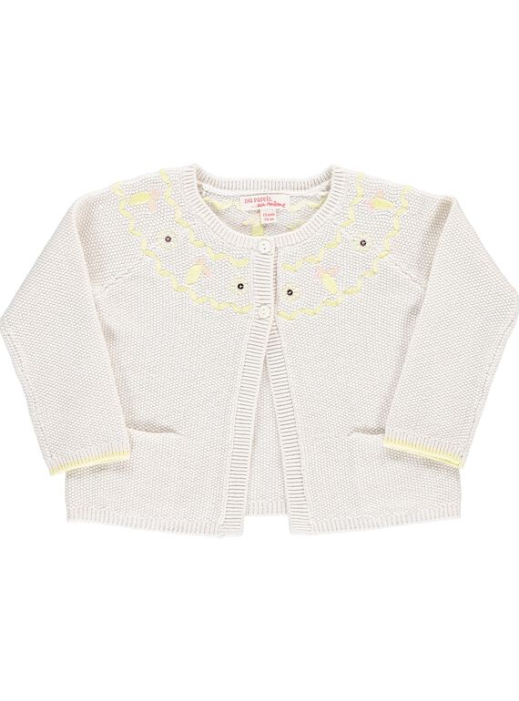 Gilet écru bébé fille CIPICAR1 / 18SG09I2CAR001