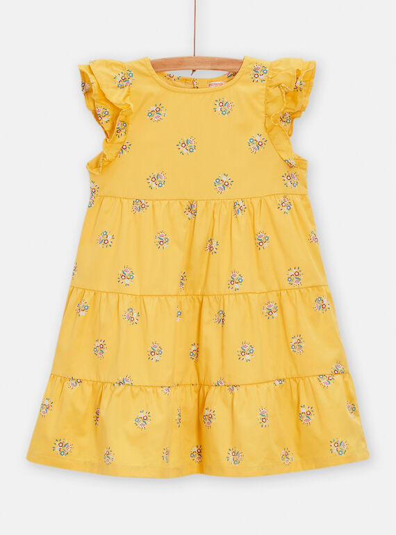 Robe jaune imprimé bouquet de fleurs pour fille TAJAROB4 / 24S90112ROB104