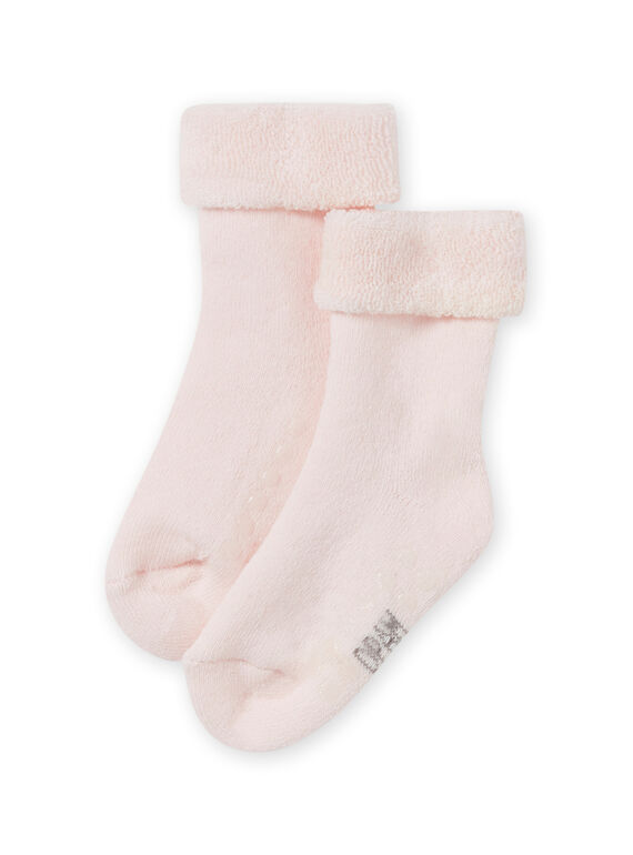 Chaussettes unies roses maille bouclette bébé fille MYIESSOQB2 / 21WI09EASOQD310
