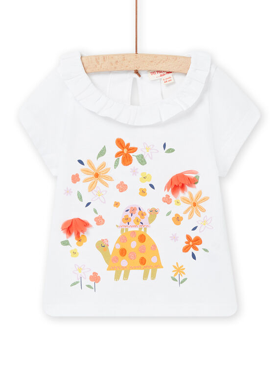 T-shirt blanc bébé fille NIHOBRA / 22SG09T1BRA000
