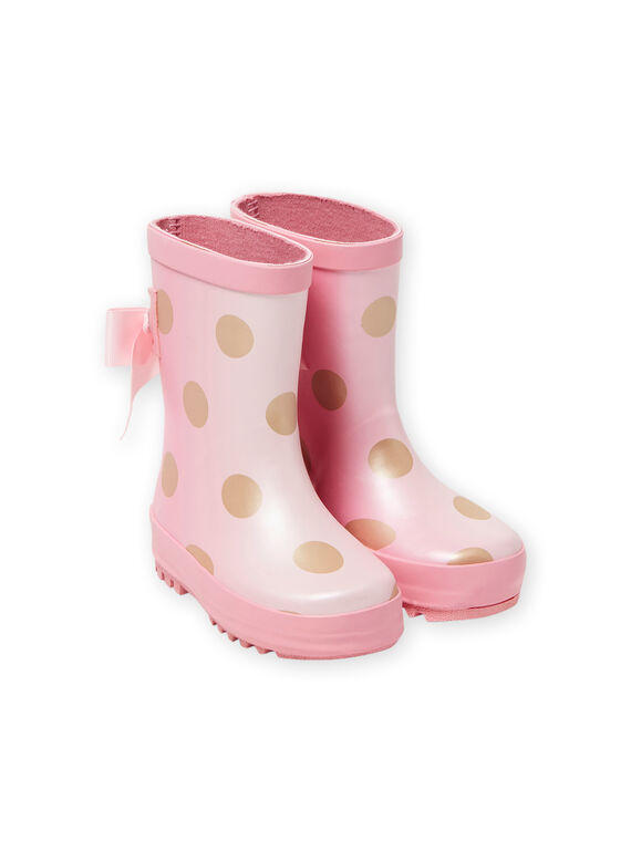 Bottes de pluie roses à pois dorés bébé fille MIPLUIPOIS / 21XK3712D0C321