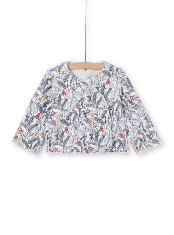 Veste réversible rembourrée avec face unie gris chiné et face imprimé jungle LOU1VEST / 21SF05H1VES000