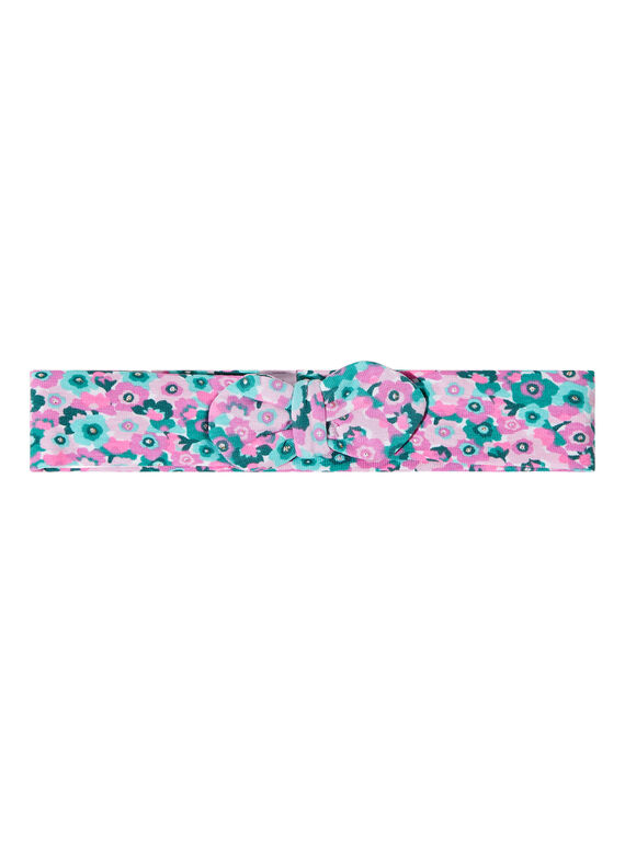 Bandeau bébé fille à fleurs roses et vertes JYIPOEBAN1 / 20SI09G1BAN000