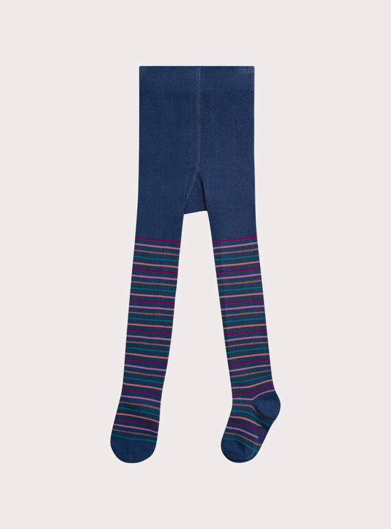 Collant bleu à rayures multicolores pour fille XYAJOSCOL5 / 25WI01D1COL716