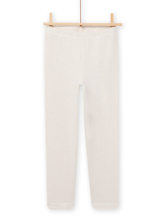 Legging écru à rayures et détails lurex enfant fille NYAJOSLEG6 / 22SI0162CAL001