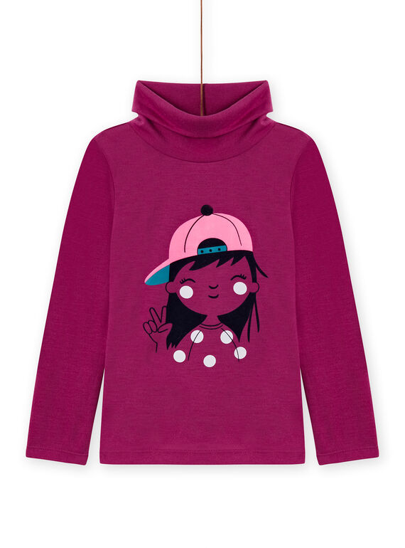 Sous-pull violet en twill motif fantaisie enfant fille MASKISOUP / 21W901R1SPLH704