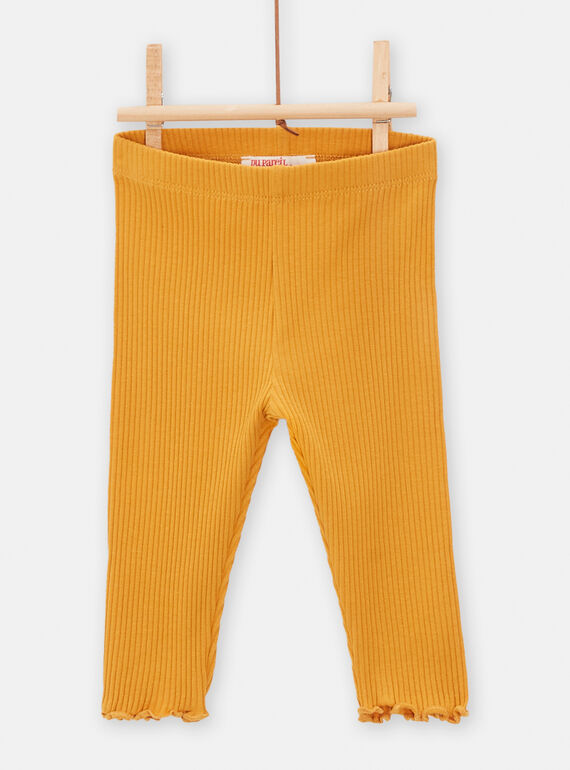 Legging côtelé jaune miel pour bébé fille TYIJOLEG3 / 24SI0982CAL107