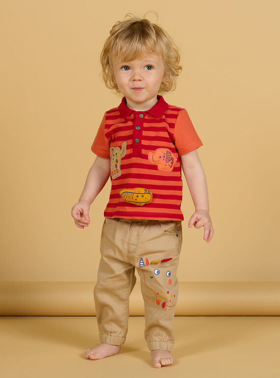 Polo orange et rouge à rayures bébé garçon NUFLAPOL / 22SG10R1POL405