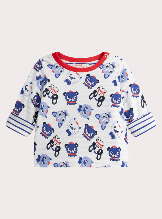 T-shirt réversible écru pour bébé garçon WUKATEE1 / 25SG1035TMLA002