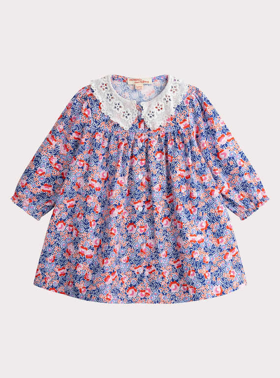Robe imprimée écru pour bébé fille WIKAROB2 / 25SG0933ROBA001