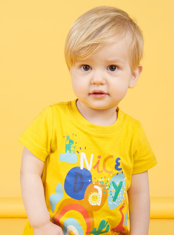 T-shirt jaune à motifs fantaisie colorés bébé garçon NULUTI1 / 22SG10P1TMC106