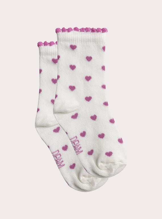 Chaussettes roses à curs pour bébé fille XYIJOCOEUR2 / 25WI09E5SOQA001