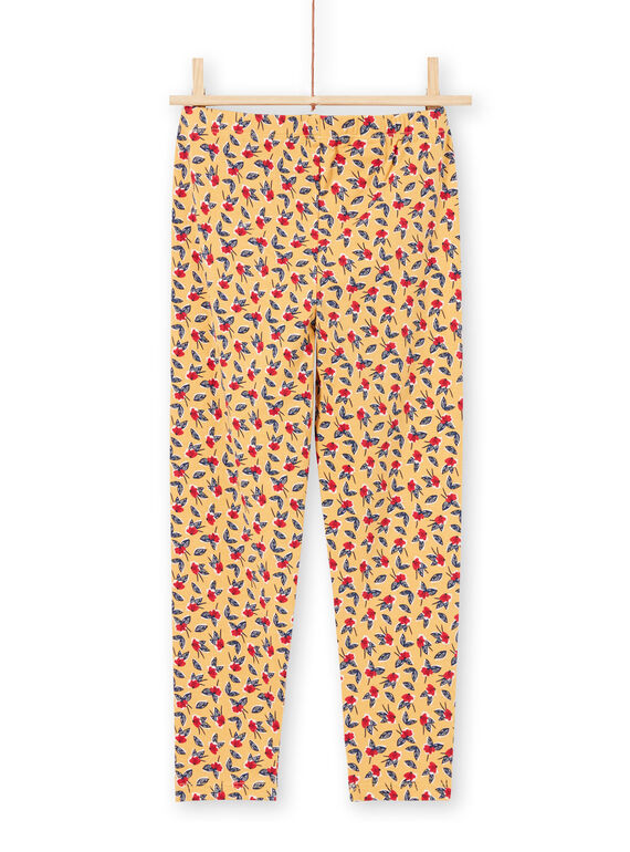 Legging moutarde à imprimé fleuri enfant fille MYAMIXLEG1 / 21WI01J2CALB106